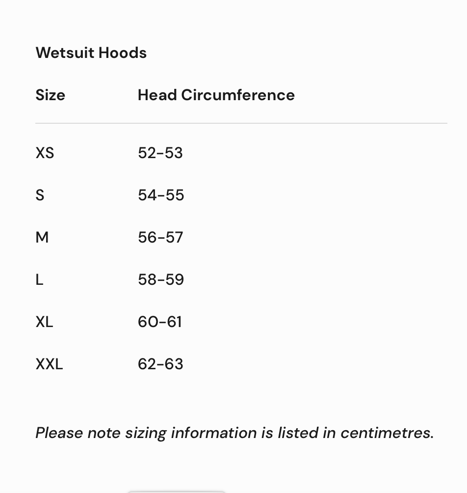 2024 Nyord Furno Warm 3mm Wetsuit Hood 0 Size Chart